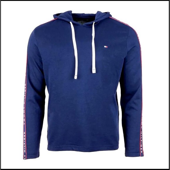 Tommy Hilfiger Men's French Terry Pullover Hoodie Medium Large Blue Lightweight - Picture 4 of 10